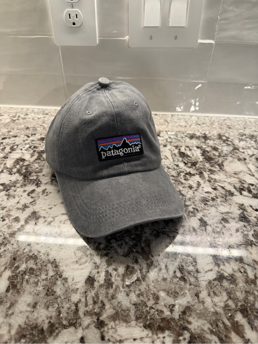 Patagonia Charcoal Grey Logo Baseball Cap with Multicolor Patch